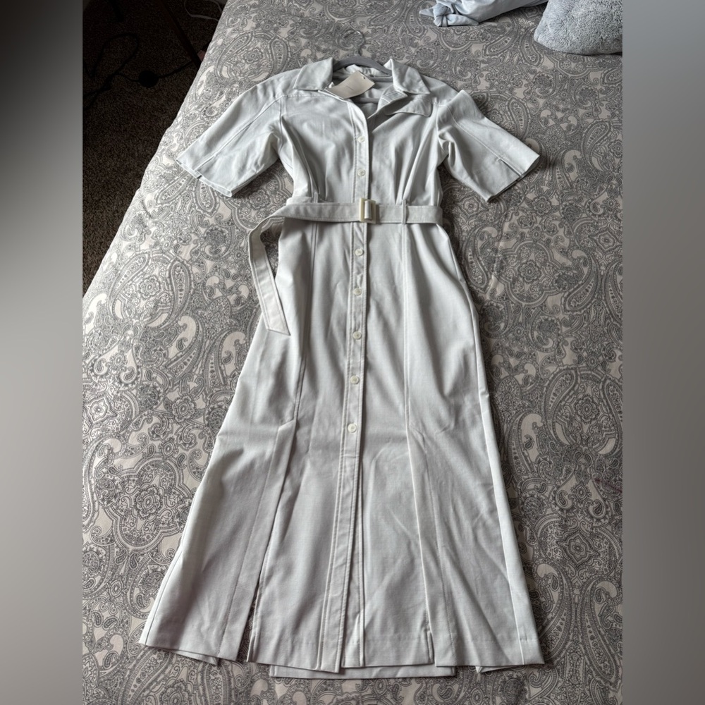 12 STOREEZ Light Gray Shirt Dress